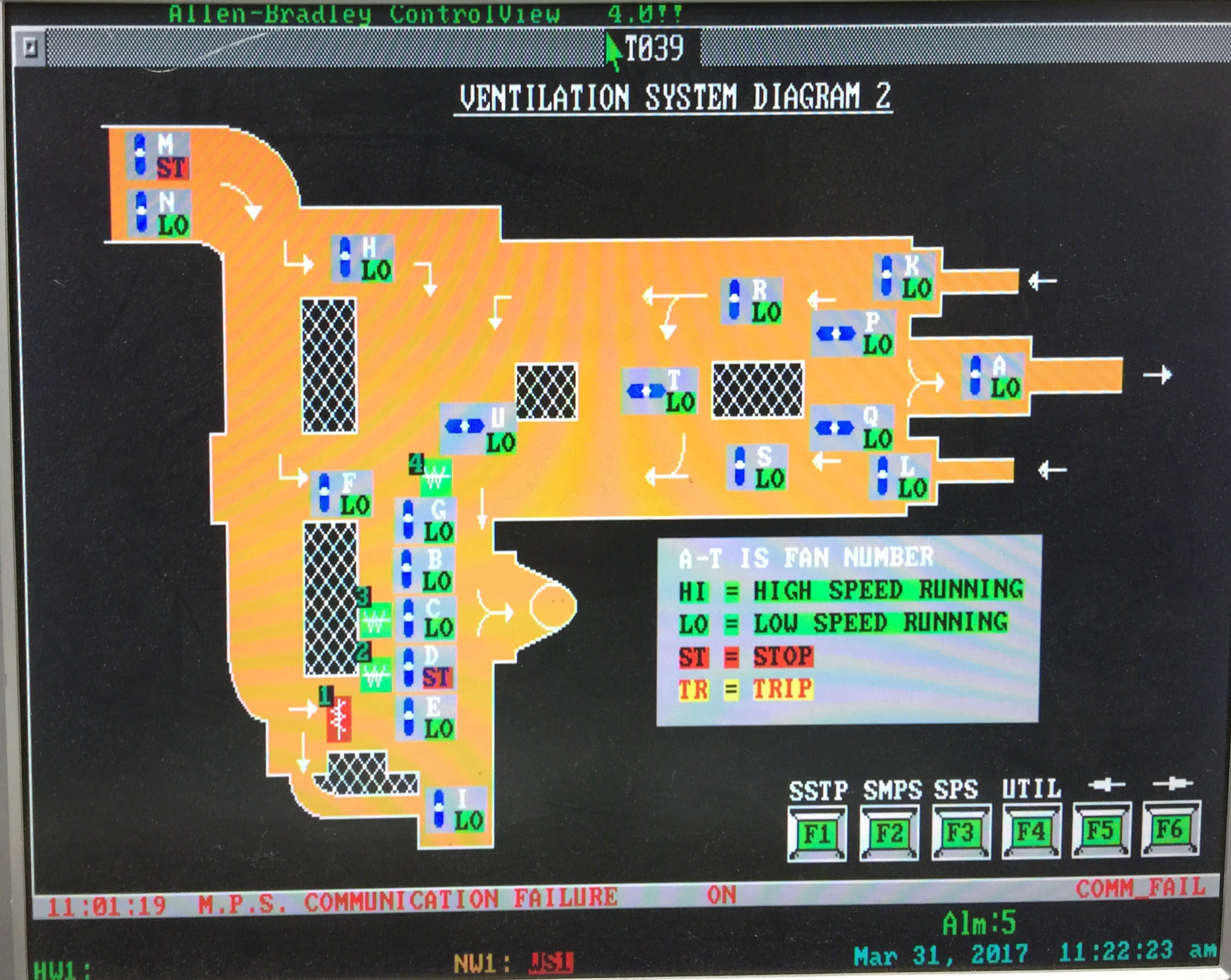 Part of Ventilation System screenshot from ControlView Before Works in DSD Stanley STW (Typical)